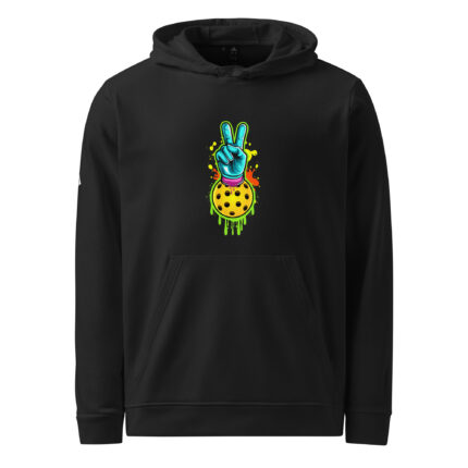 Adidas hoodie, paddle hands logo in graffiti style. Black