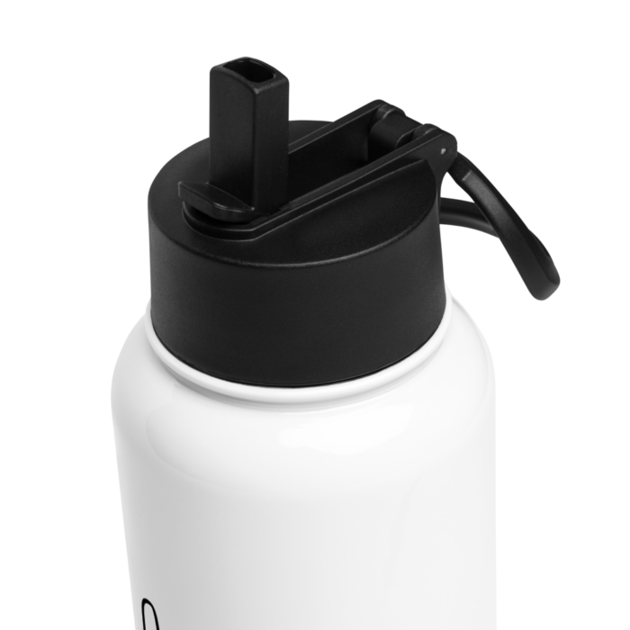 32 oz water container, white, with the paddle hands logo on the container.